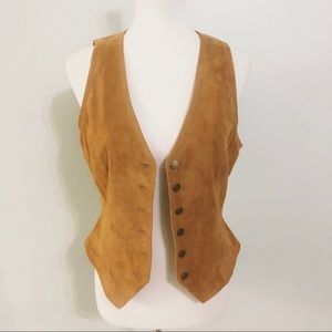 Vintage DKNY brown suede leather vest small